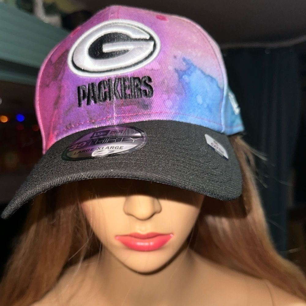 💕New Era Pink/Black Green Bay Packers 2022 NFL Crucial Catch 39THIRTY Flex Hat